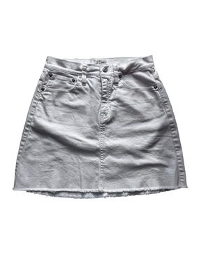 J. Crew Mid Rise White Denim Mini Skirt 24 Classic Feminine Minimalist Spring